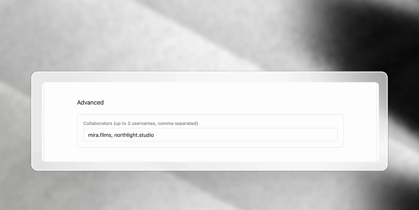 The Advanced section of an Instagram carousel post, with two usernames entered in Collaborators