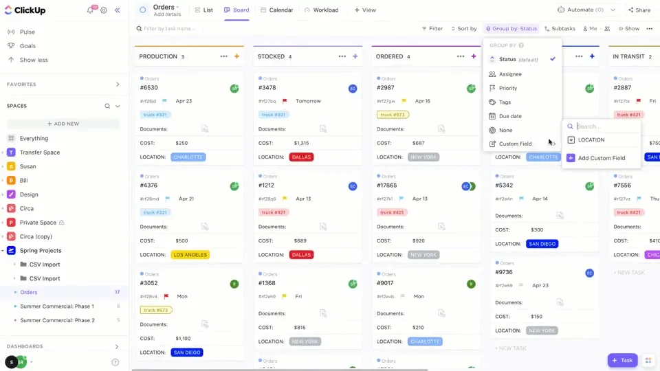ClickUp project management interface