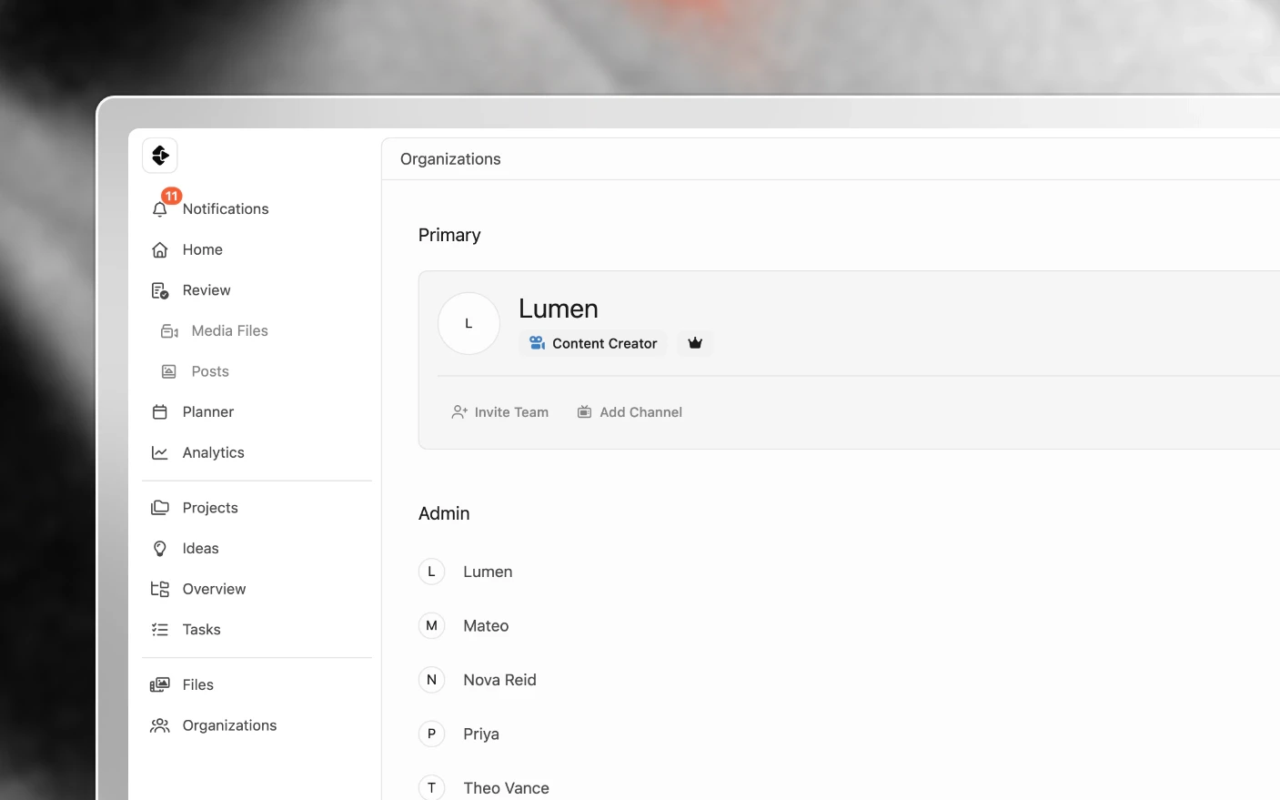 The Organizations screen in Clipflow, where cancelling starts: open your organization, then Billing