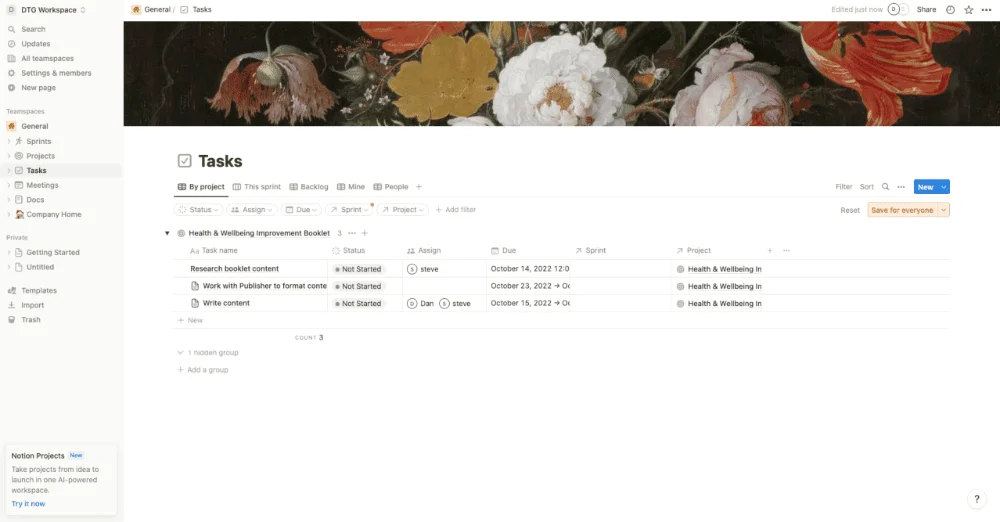 Notion workspace interface