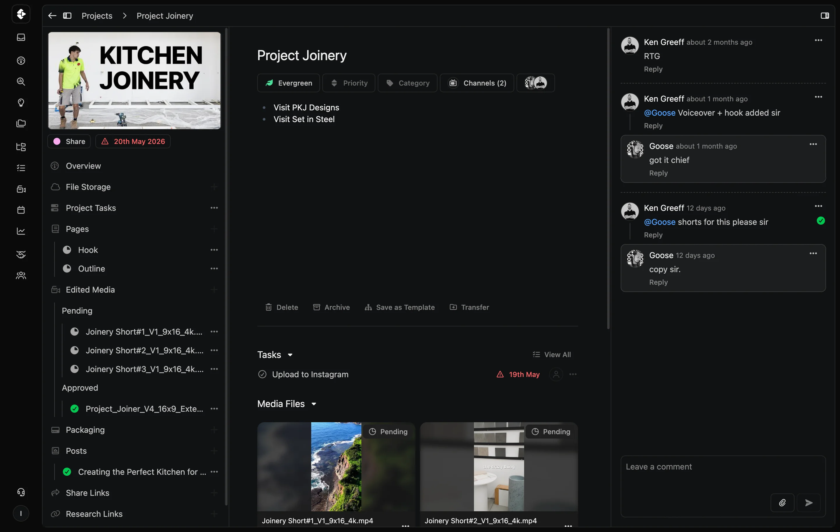 Project Organization inside Clipflow