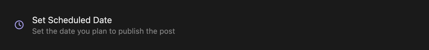 The banner on a Ready post that never got a time, reading Set Scheduled Date