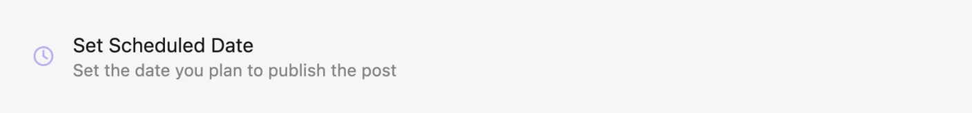 The banner on a Ready post that never got a time, reading Set Scheduled Date