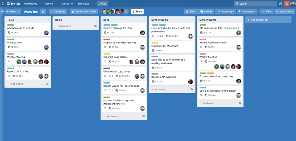 Trello board interface