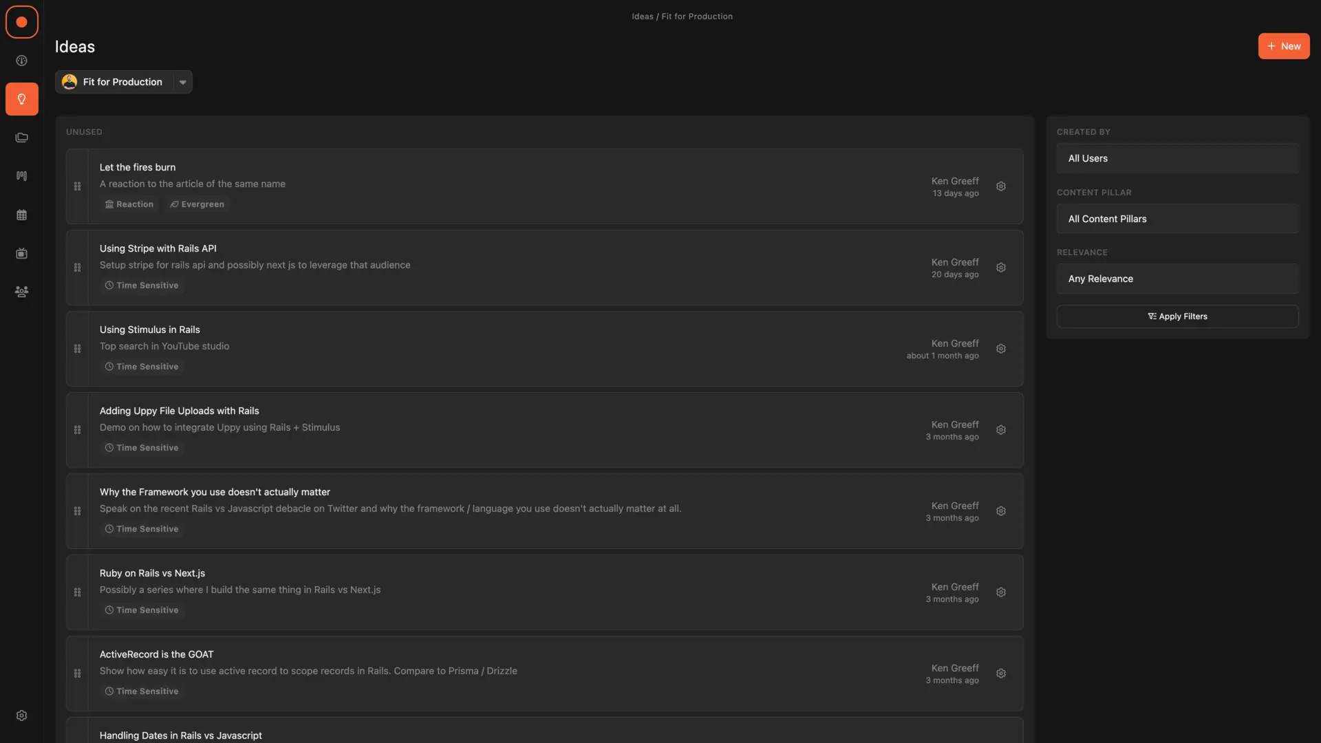 Clipflow Overview Screen