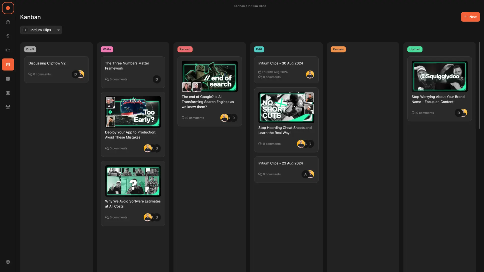 Clipflow Kanban Screen