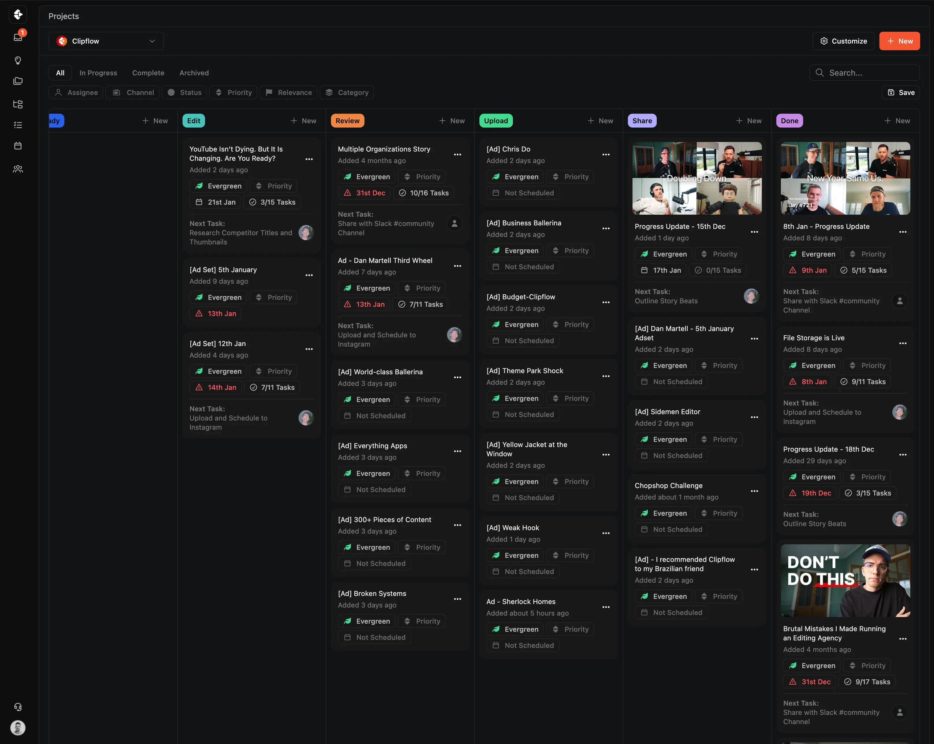 Clipflow workflow